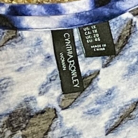 Cyntha Rowley Blue/Black/White Short Sleeve Top – 1X - Picture 3 of 3